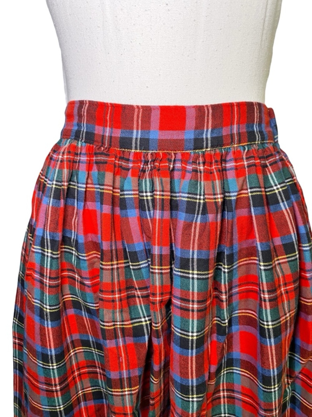 Sweater Loft Vintage Red Tartan Plaid Cotton Midi Skirt - Picture 4 of 13